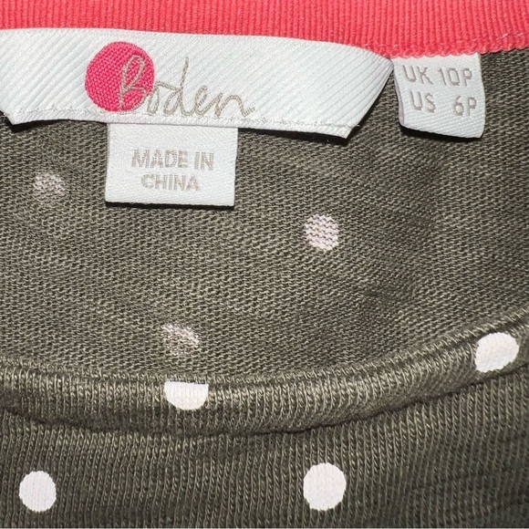 Boden Olive and White Polka Dot Dress size 6P - Picture 5 of 9